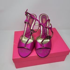 Y2K Betsey Johnson Randilyn Pink Barbiecore Glam Rhinestone Strappy Heels